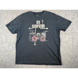 Vtg Lucky Brand T-Shirt Men's XL Black Spellout Short Sleeve Crew Neck Pullover